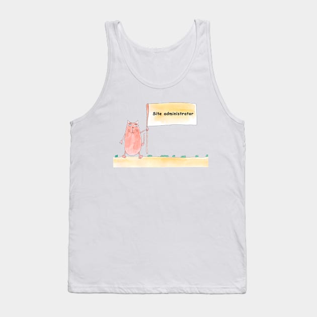 Site administrator. Profession, work, job. Cat shows a banner with the inscription. Watercolor illustration. A gift for a professional. Tank Top by grafinya